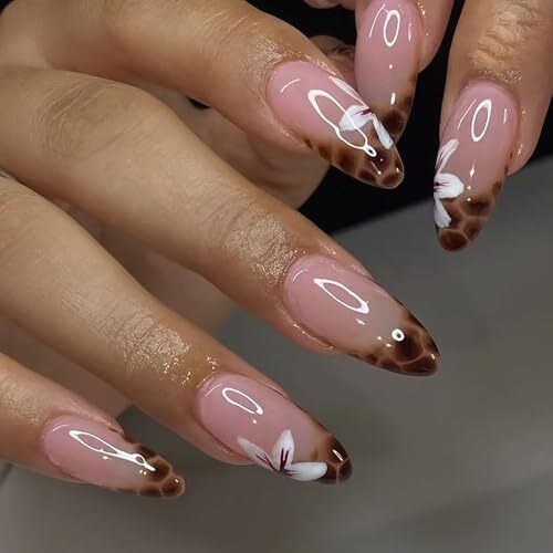 Press on Nails Medium Almond SWEKKE French Tip Fake Nails False Almond Nails23
