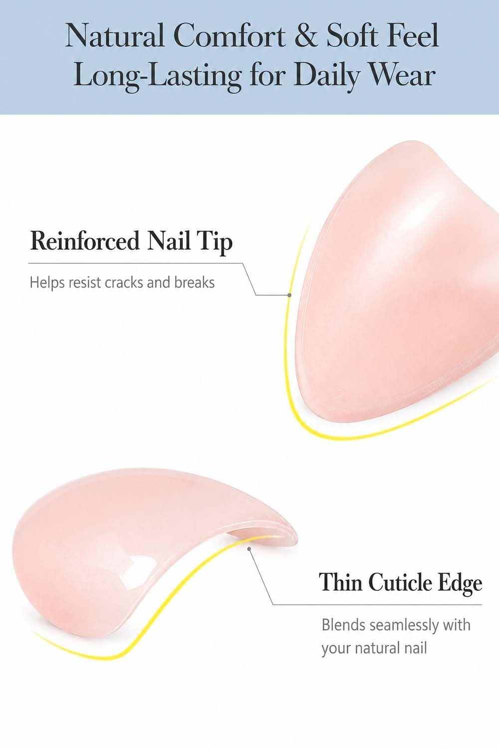 AzureBeauty Short Almond French Tip Press On Nails, Glazed Donut, 32 Pcs