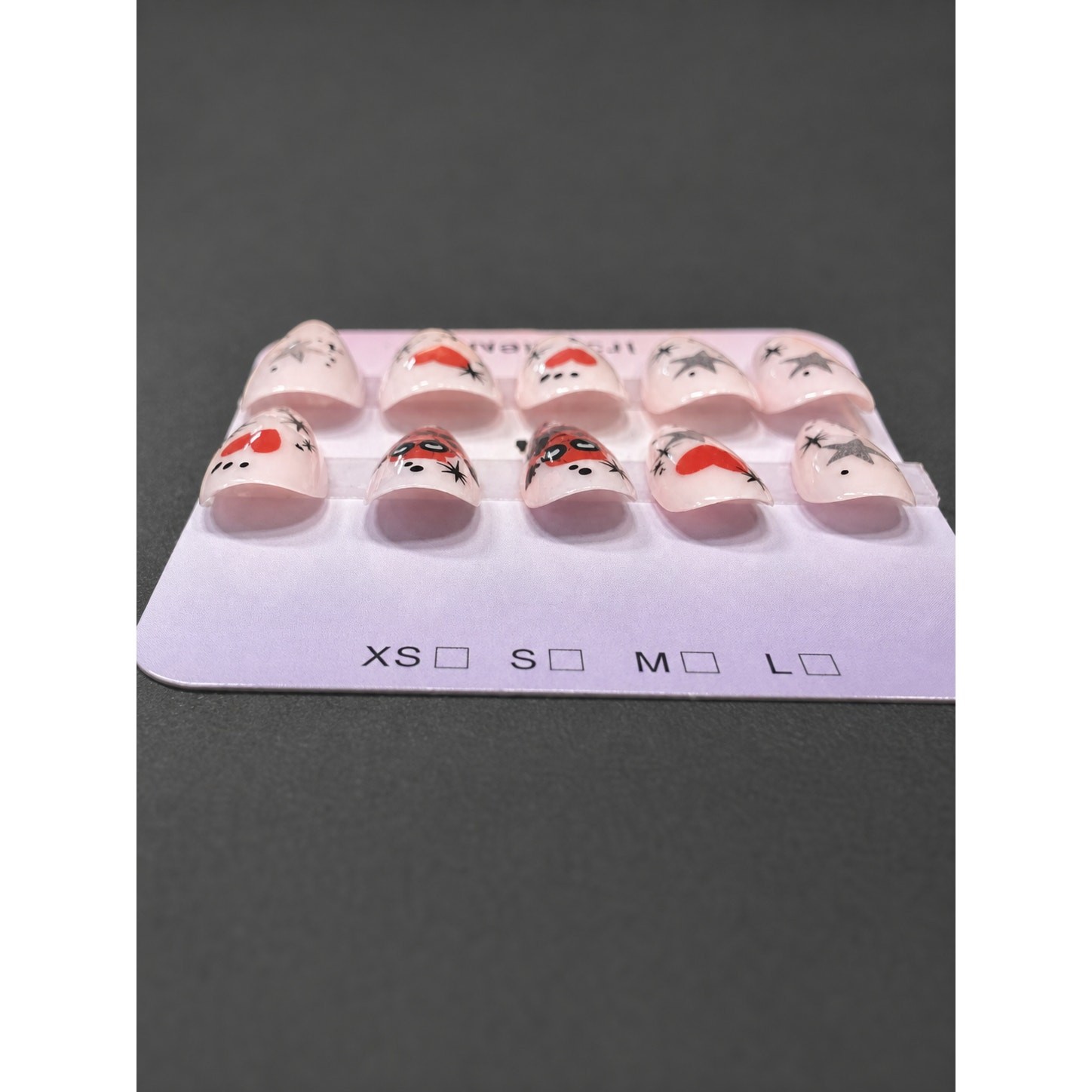 Pink Heart Antihero Comic Character Press On Glue On Nails Handmade Almond Shape