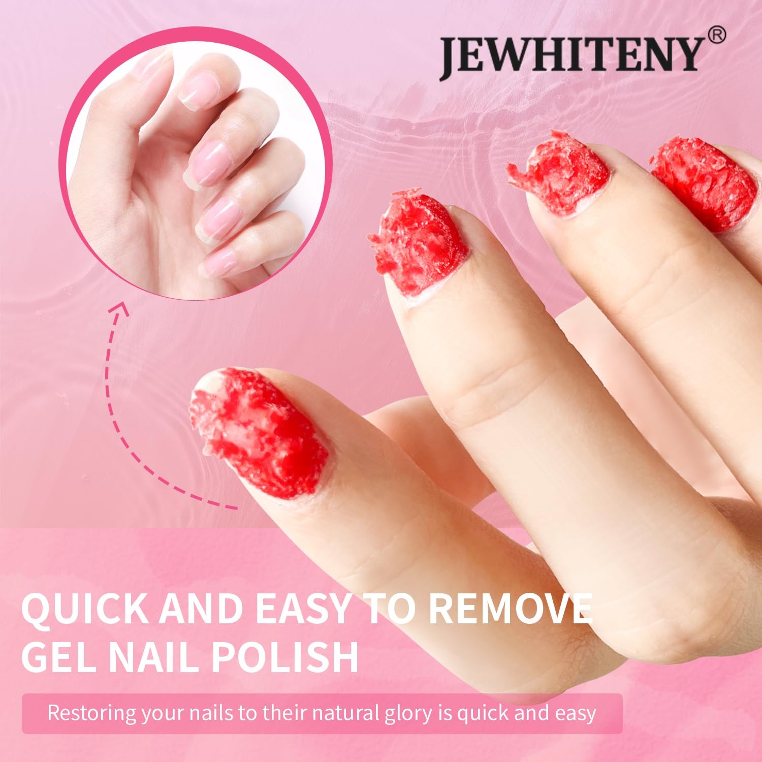 JEWHITENY Gel Nail Polish Remover Set: 2 Bottles of 10ml Clear-1