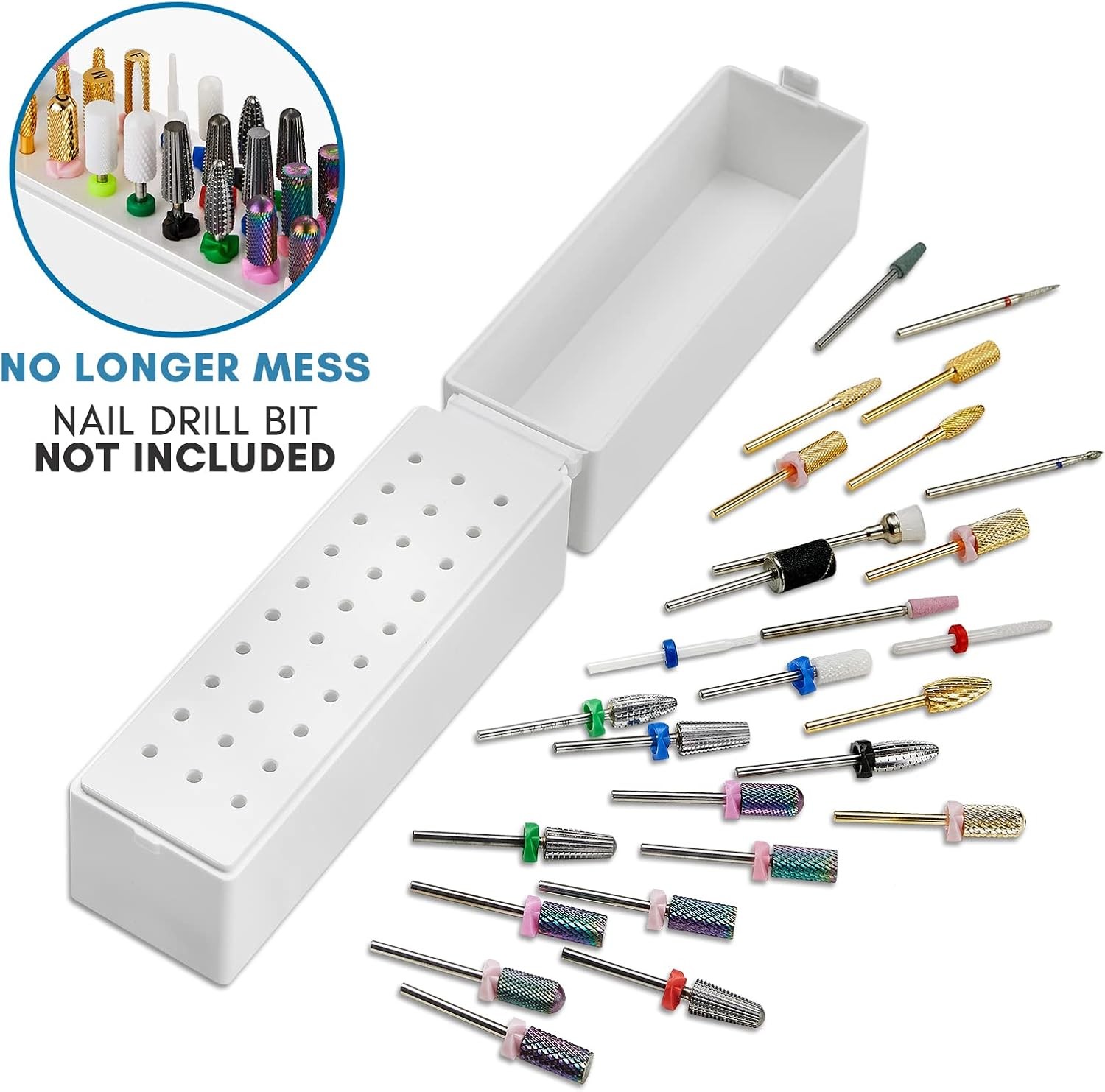 Nail Drill Bits Holder, Dustproof Stand Displayer Organizer