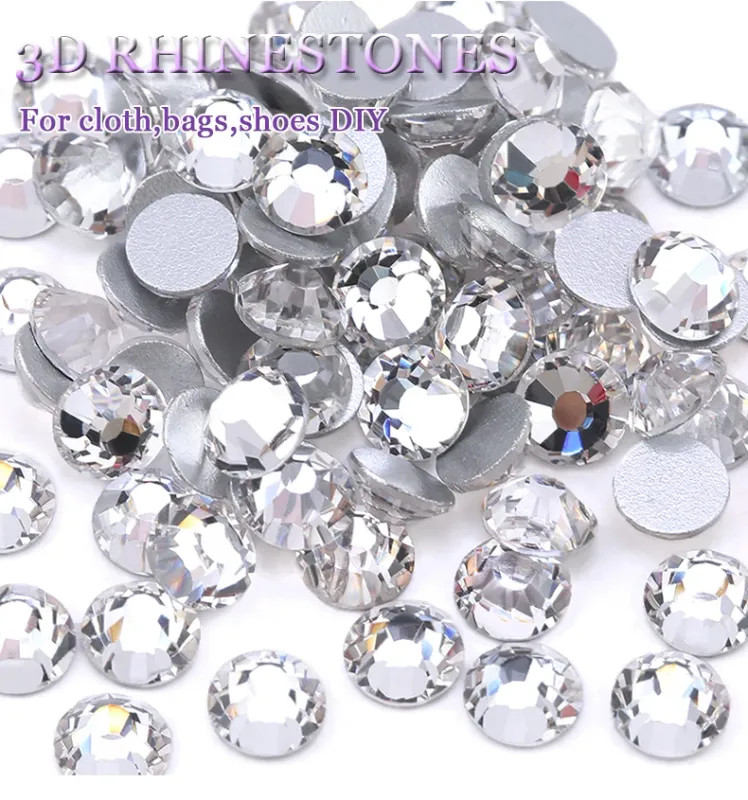 2025 Top quality SS3-SS50 Clear Crystal White 3D Nail Art Decoration rhinestones