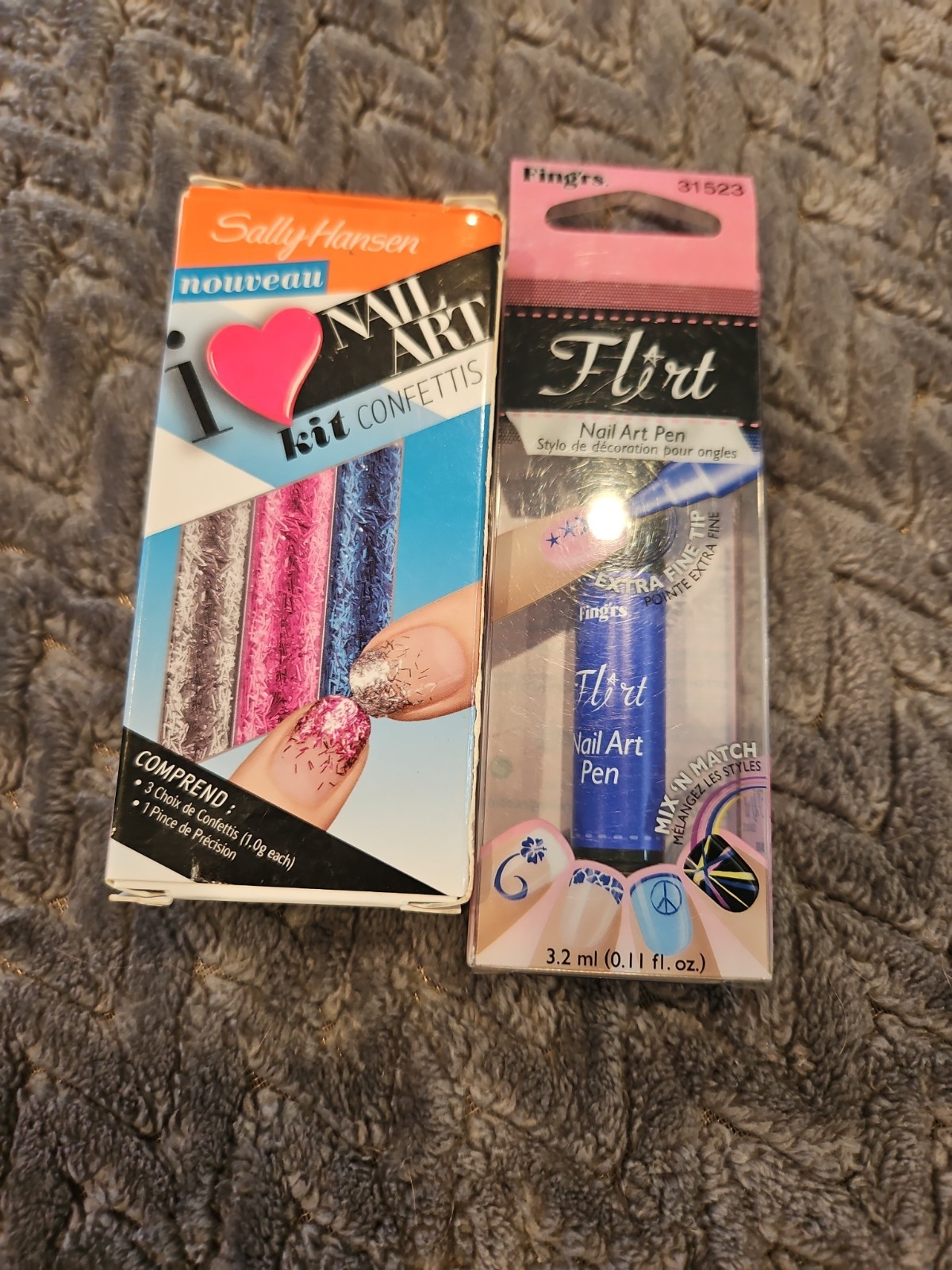 Sally Hansen Nail Art Confetti Kit & Fingers Flirt Nail Art Blue Pen