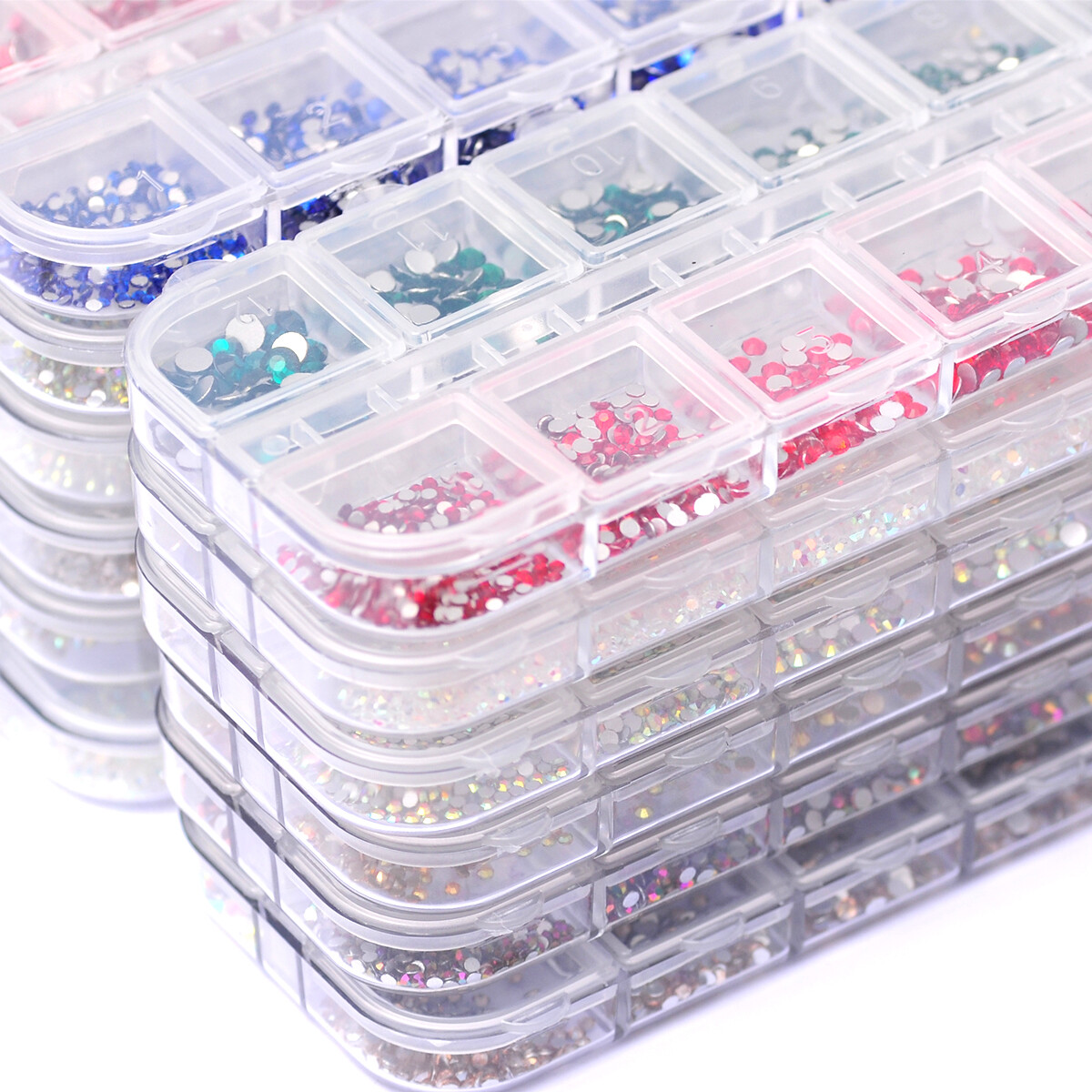 12Box/Set Crystal Rhinestone Diamond 3D NON hotfix Nail Art Decoration 1440pcs