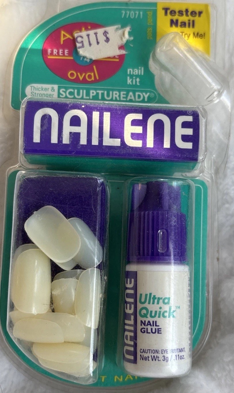 NAILENE SCULPTUREADY MINI 1/8” OVAL STRONG THICK 20 NALS! # 77071 With Glue NOS