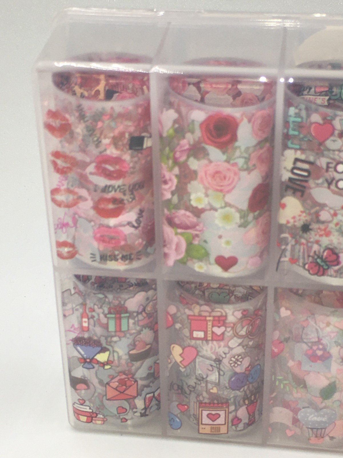 Unbranded 10 Piece Box Set of Nail Foil Transfer Stickers “Heart Mee” Pink Multi