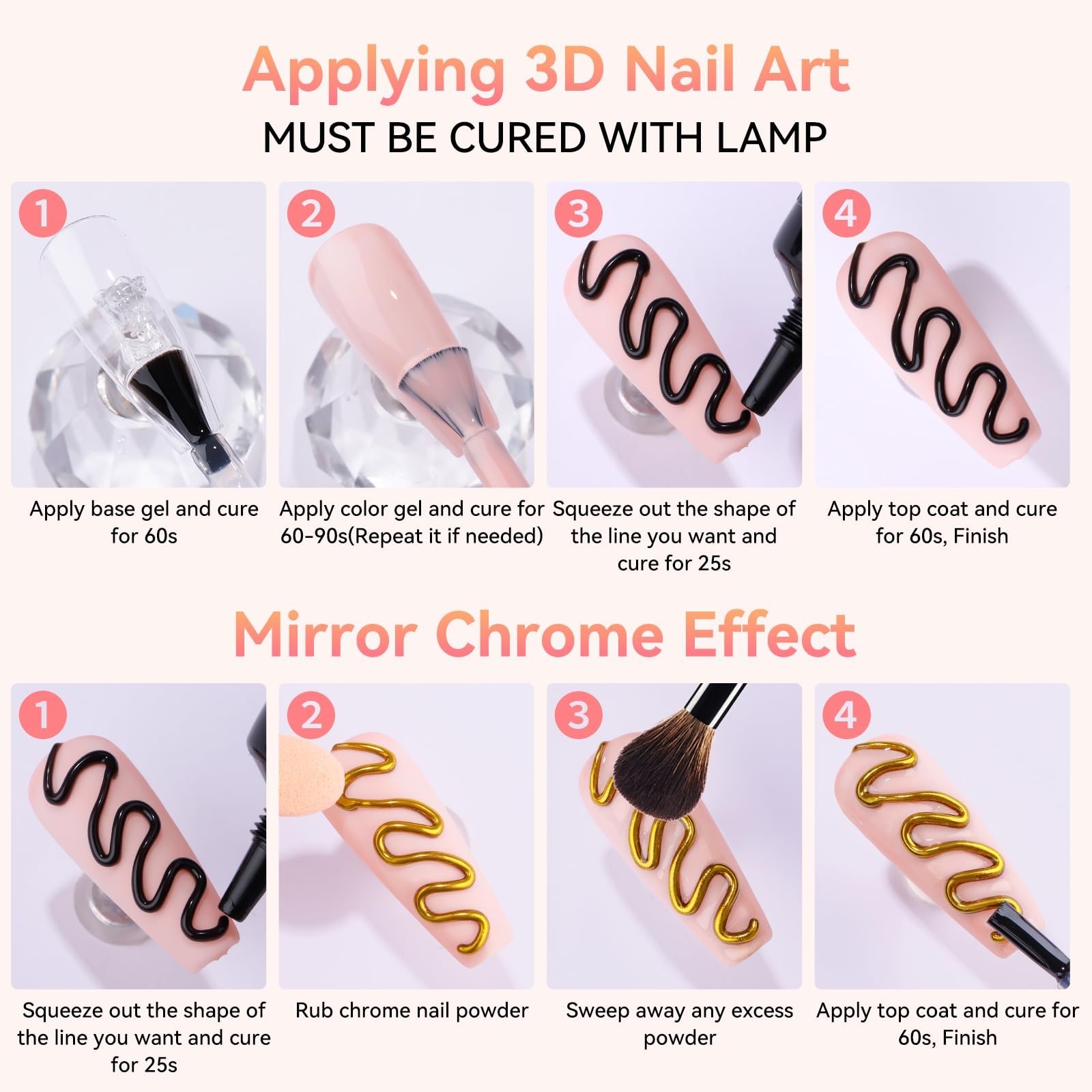 3D Gel Nail Art Sculpting Glue – 15g No Wipe Molding Gel for Rhinestone Decor