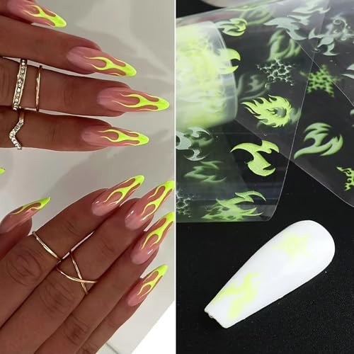 10 Sheets Noctilucent Nail Foil Fluorescent Frame Nail Stickers Nail Style 6