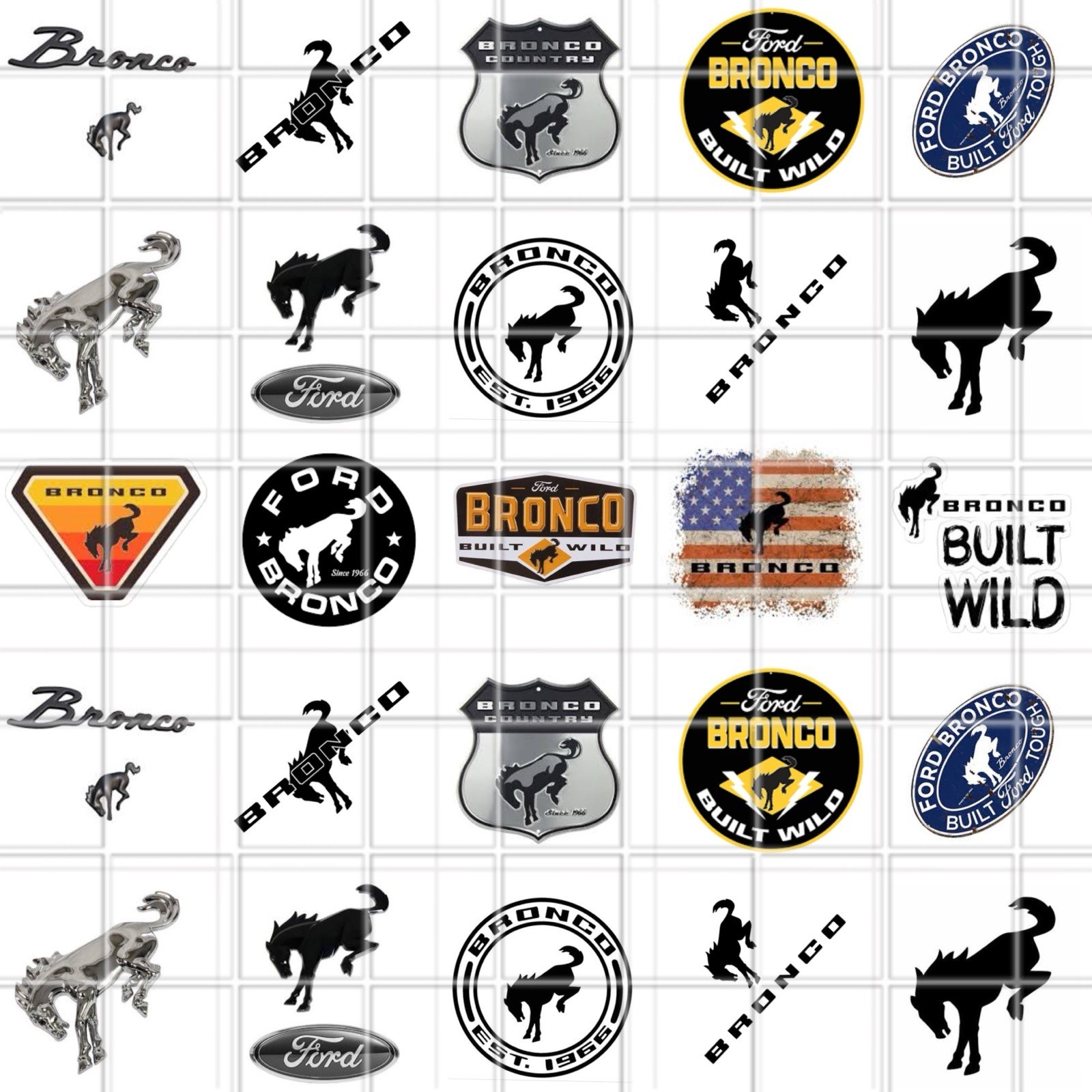 Ford Bronco Logo Waterslide Finger Nail Decals Instructions set of 50 JH