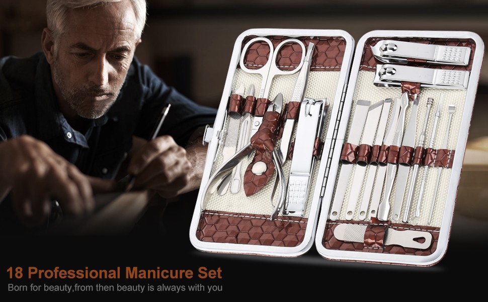 Nail Clippers Set – 18 Pcs Professional Manicure Pedicure Kit for Men Women,