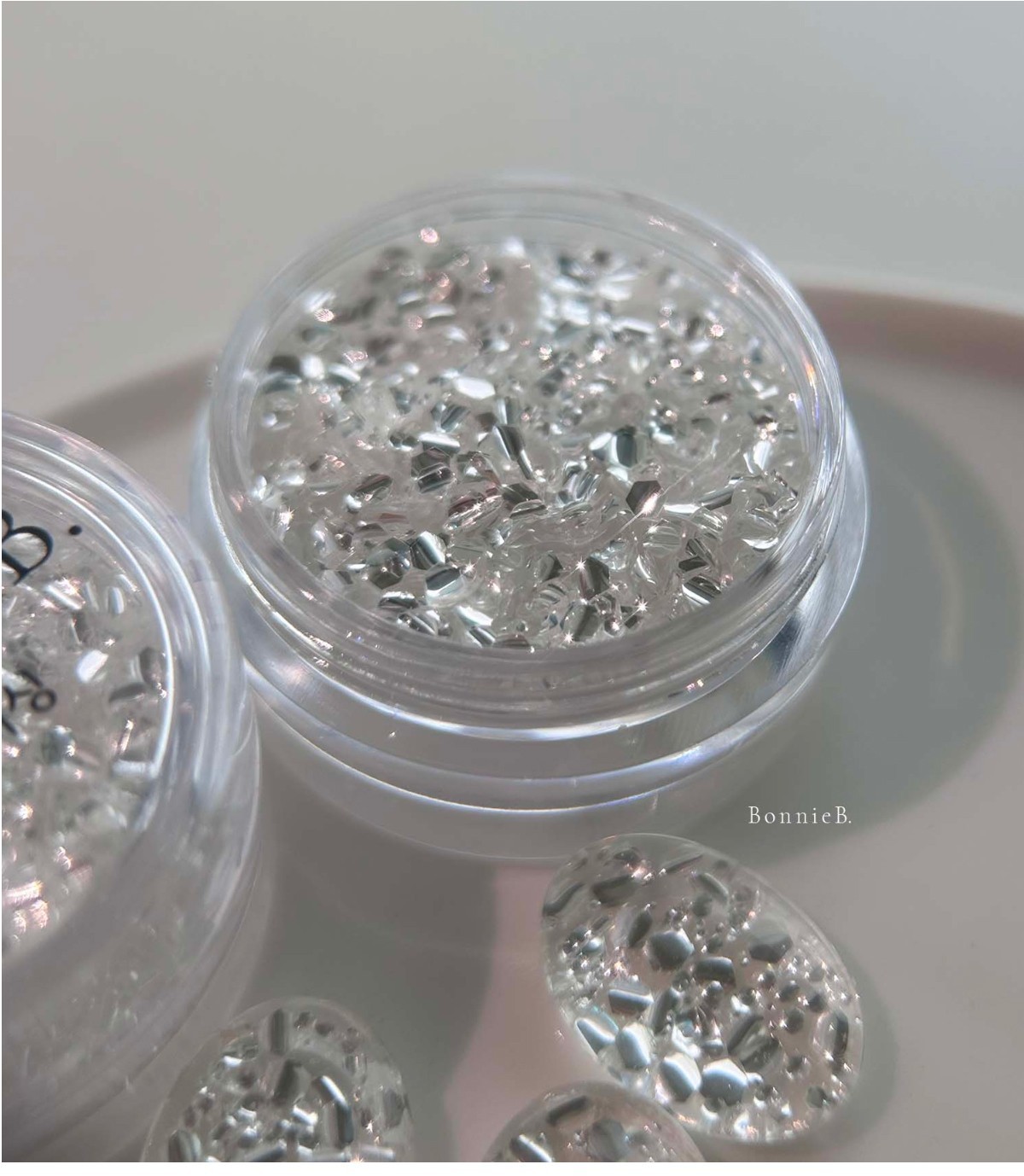 Bonnie B White Icing Nail Glitter Aurora Clear Ice Effect Chunky Mix Nail Art