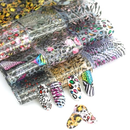 Nail Foil – Leopard Print, Nail Design Foils Stickers Decals Style 7