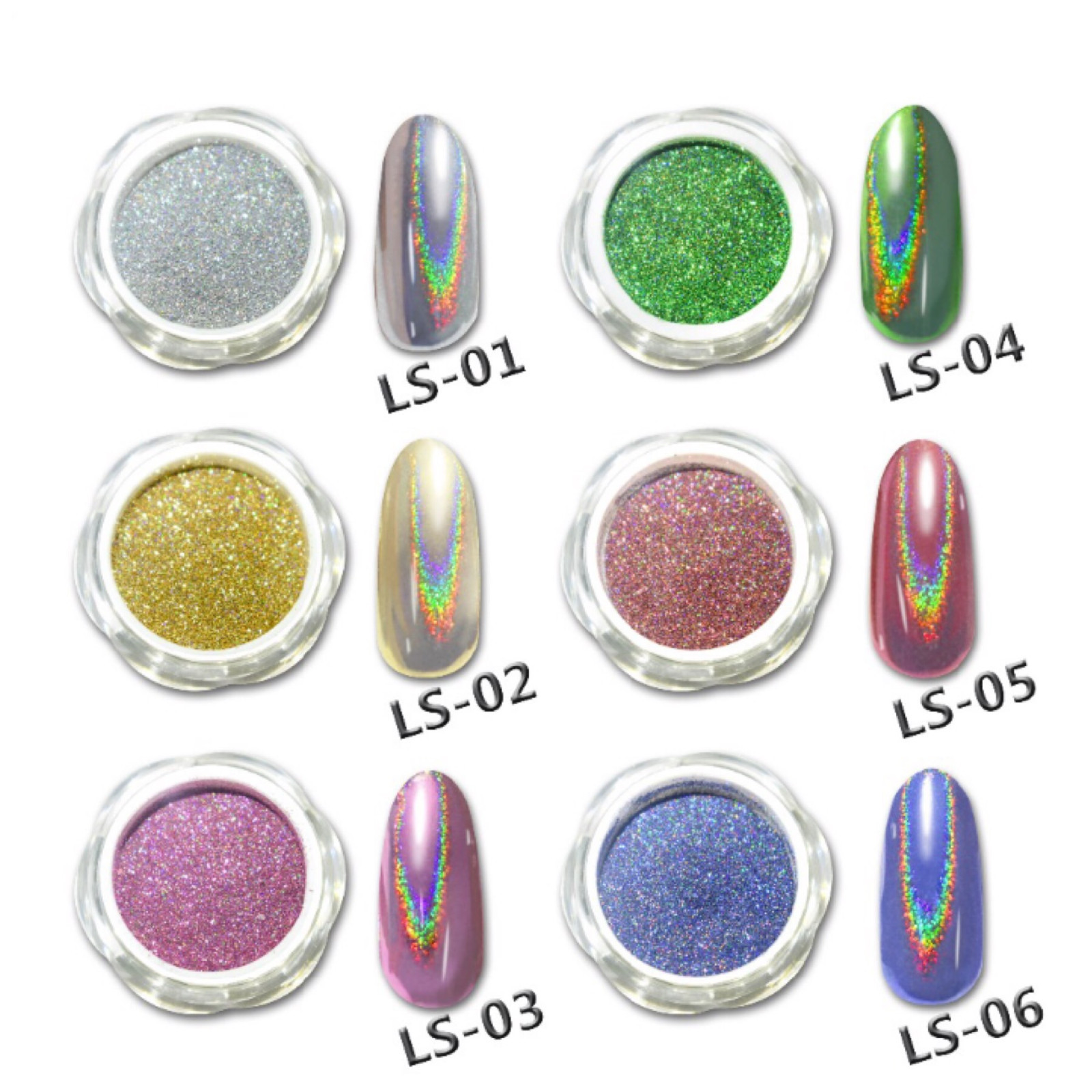 New 6 Colours Rainbow UNICORN Holographic Mirror Effect Powder Nail Art Pigment