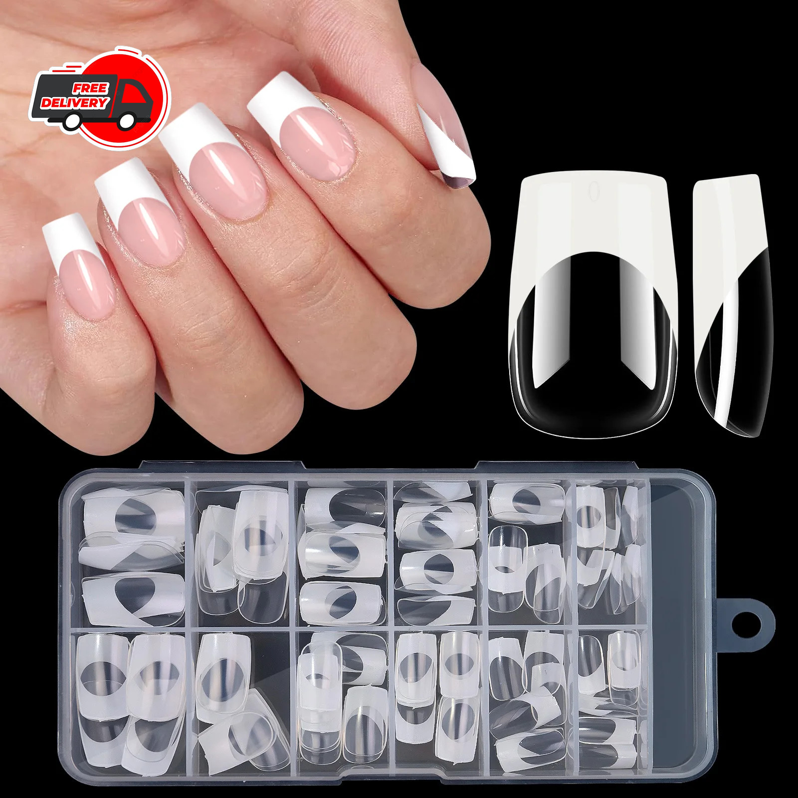 120Pcs False Nail Tips Short French Half Cover Artificial Acrylic Nails Clear