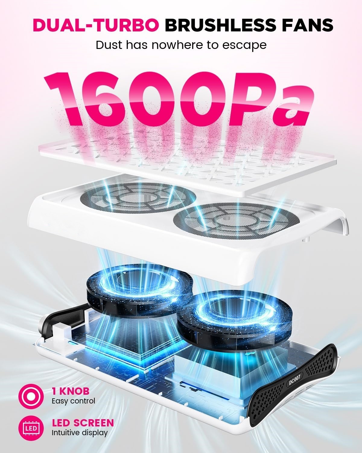 Extractor de polvo con ventilador turbo doble de 8000 RPM y 30 filtros de papel