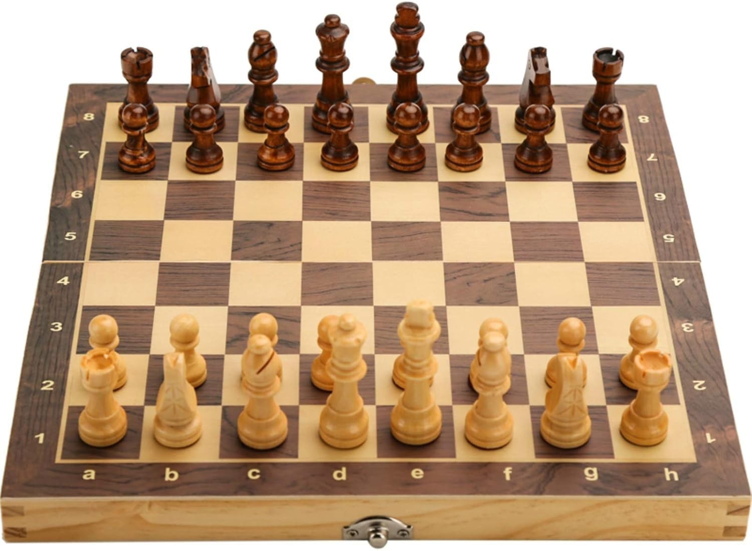 15″ Magnetic Wooden Folding Chess Set with Storage & 2 Extra Queens for Adults