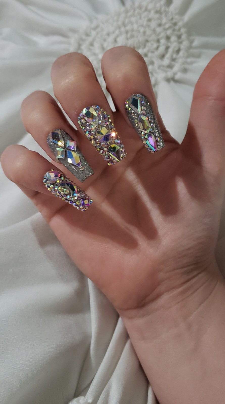 Handmade Bling Luxury Press On nails. Long coffin.Custom size,length avail