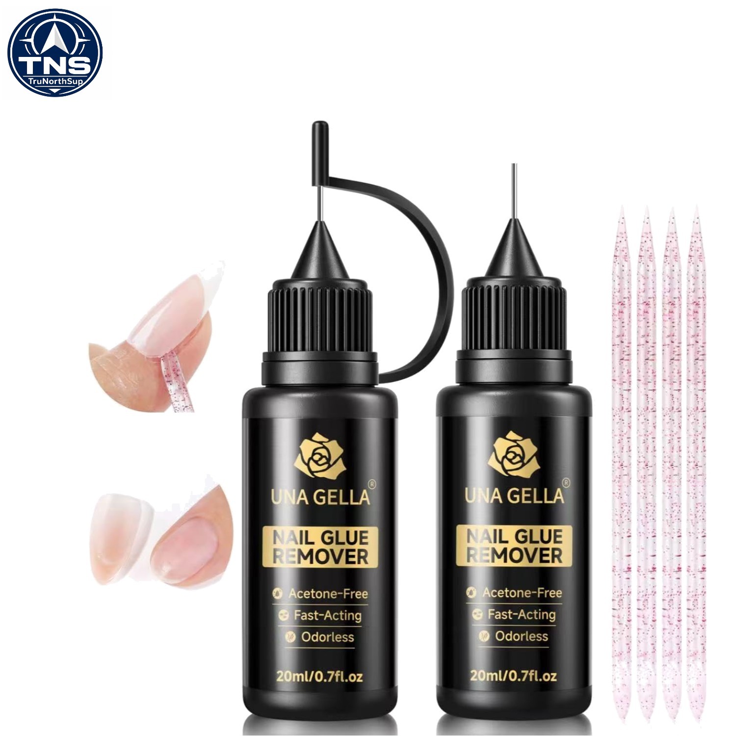 Nail Glue Remover 20ml 2pcs for Press On Nails Gel Acrylic Easy Removal Gentle