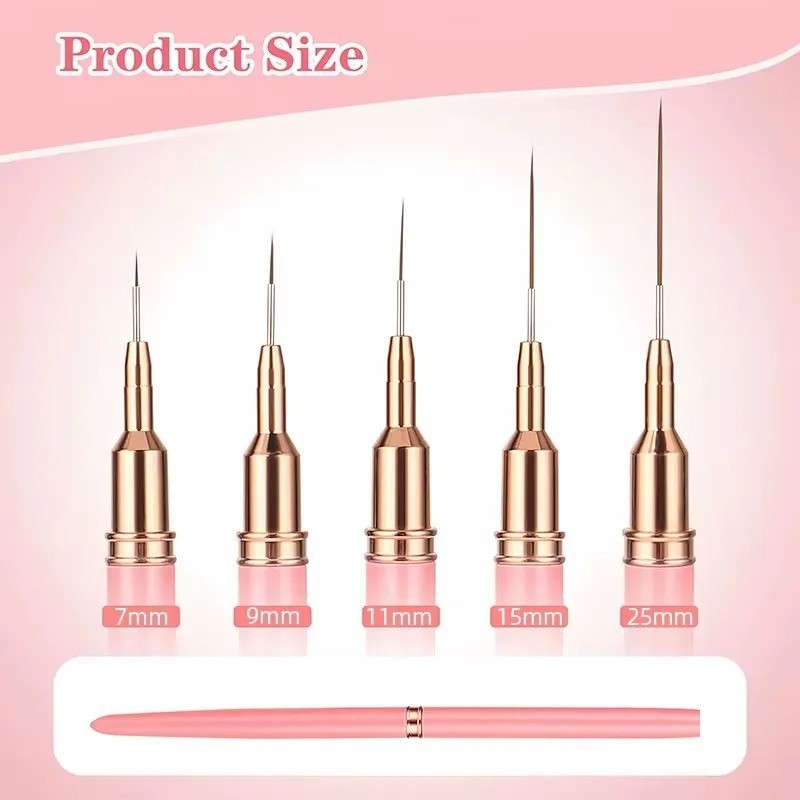 5PCS Nail Art Liner Brush Set UV Gel French Stripe Drawing Tool Kit
