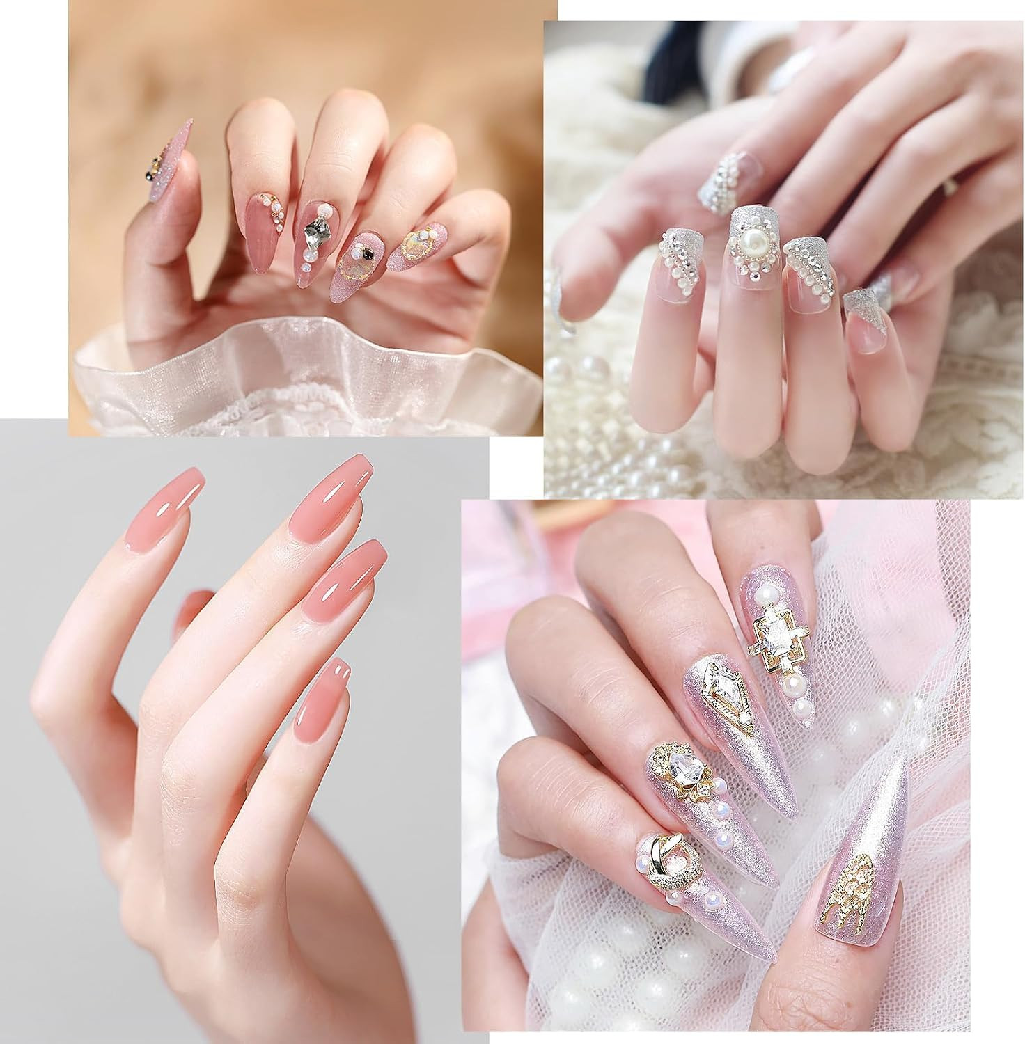 10000Pcs Nail Pearls, Flatback Pearl Charms for Nails Design in 6 Colors & 4 Siz