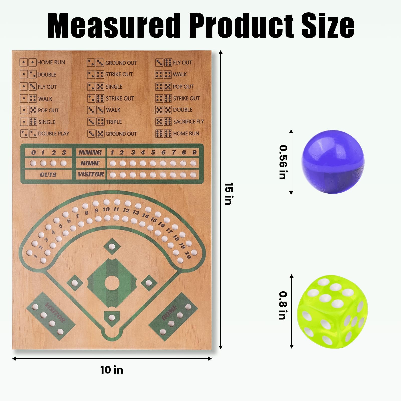 WodGod Baseball Board 15 Inches X 10 Inches, Green, White, Blue, Yellow, Red