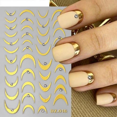 French Golden Line Nail Art Stickers – 4PCS Bronzing Mirror Gold Line Style9
