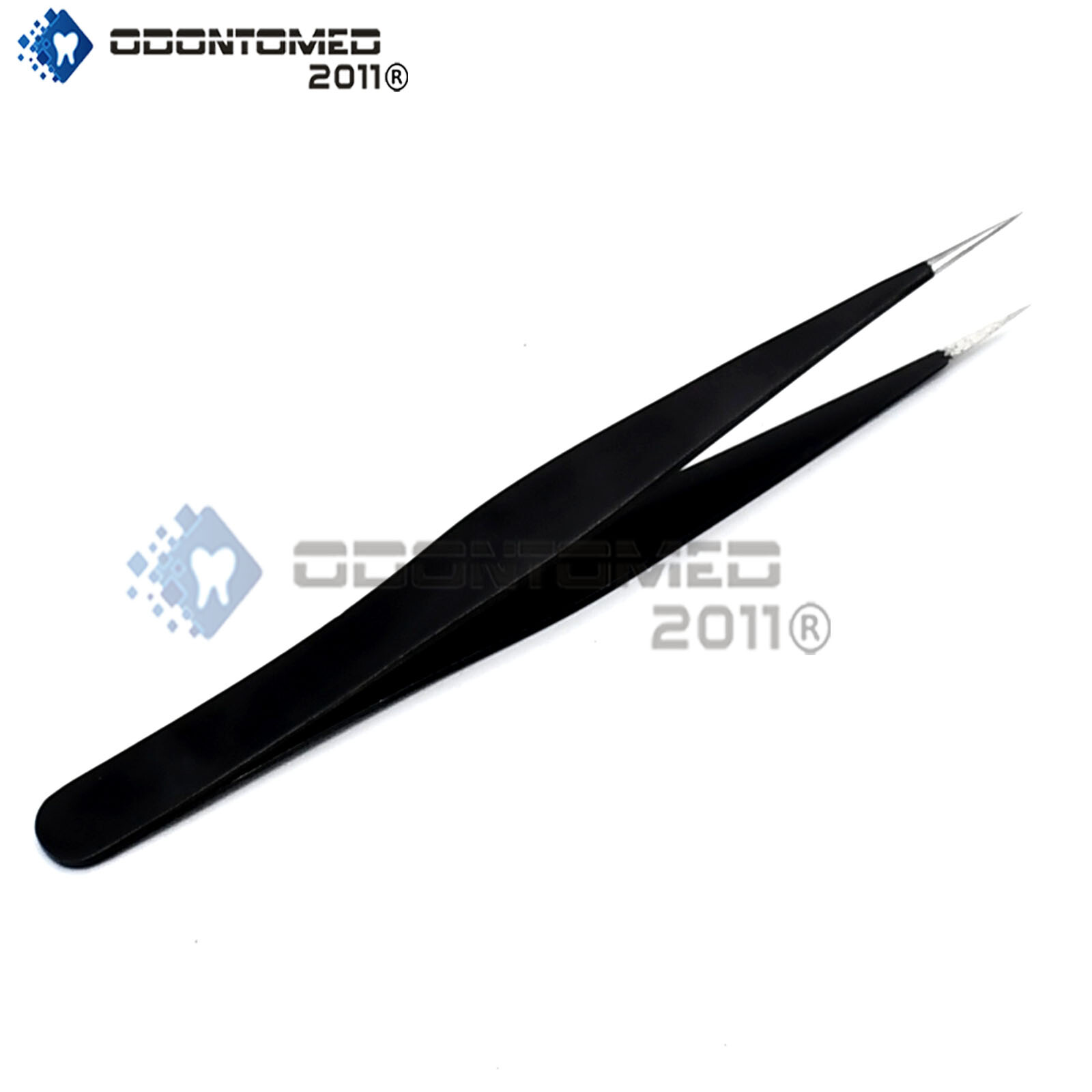 ODM Pro Black Handle Straight Tweezer Eyelash Extension Supplies # 12