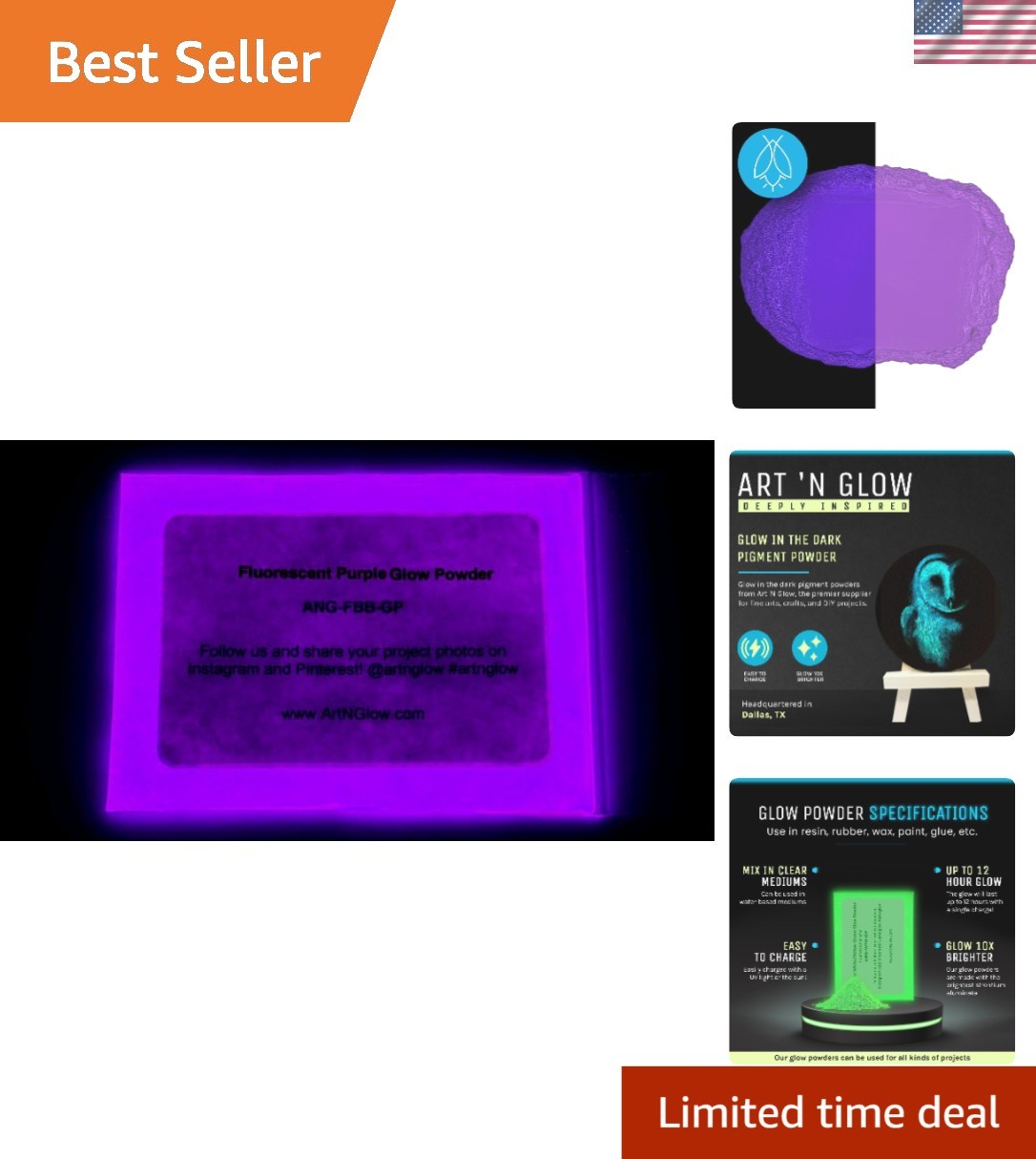 Long-Lasting Glow in The Dark Powder – 60g Fluorescent Purple for Creative Arts