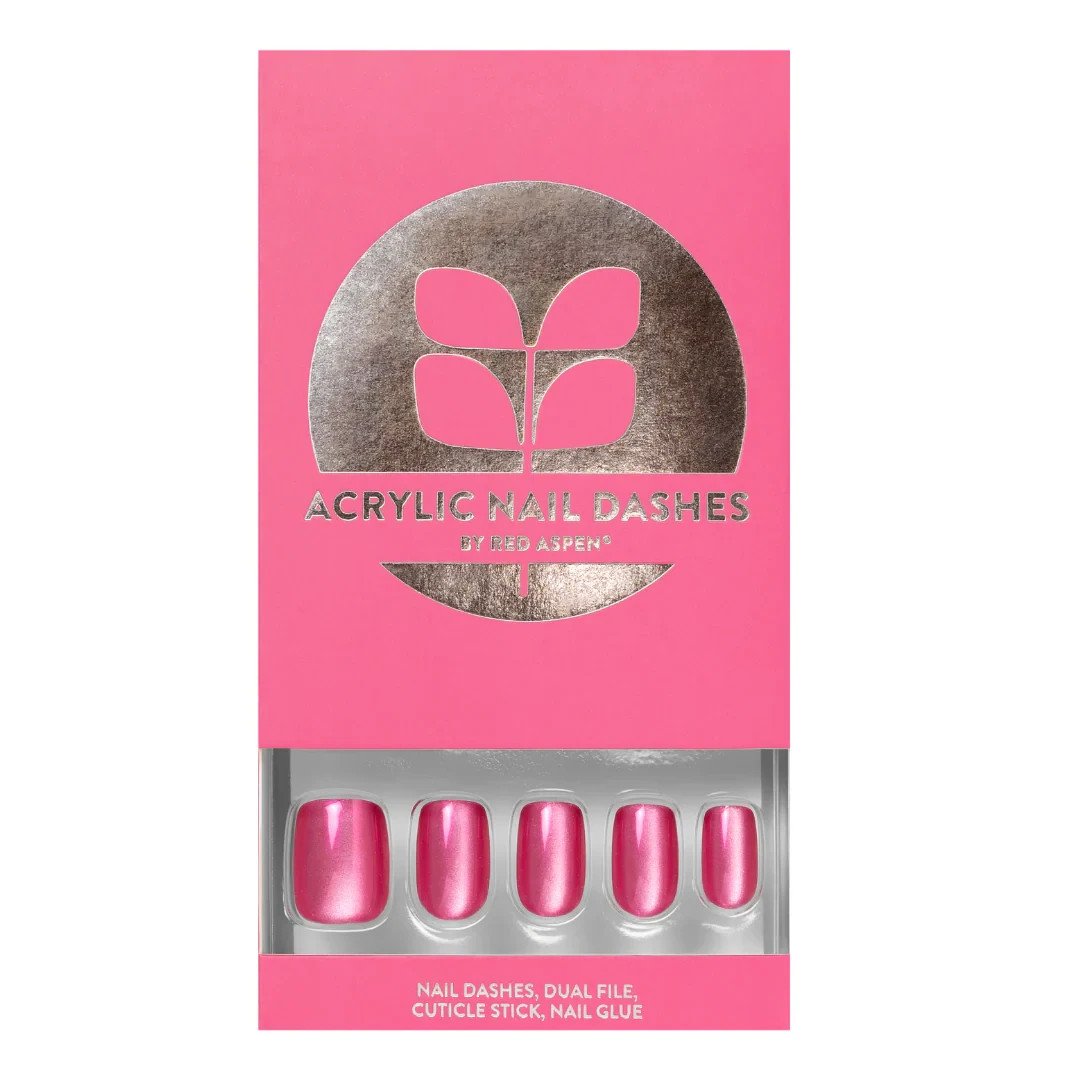 Red Aspen Press On Nails- Victorious Valia -Short Squoval Pink ACRYLIC
