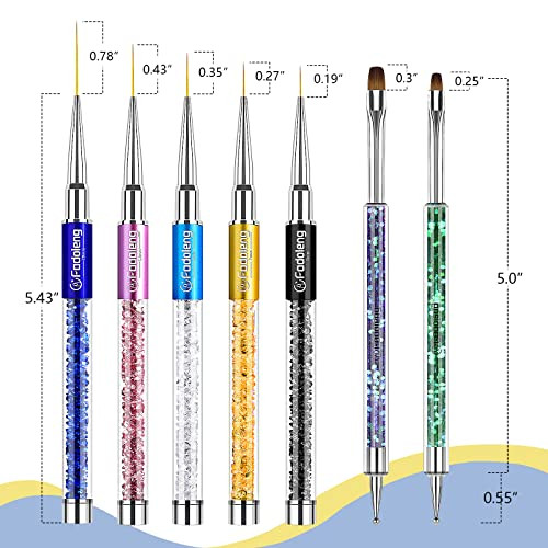 Nail Art Brushes, 7Pcs Nail Design Brushes for Salon at Home DIY Manicure with
