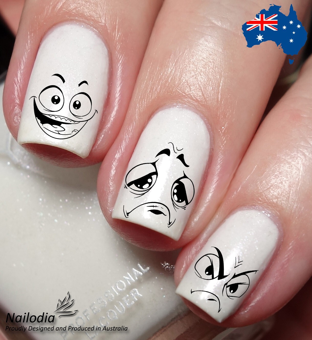 Funny Face Emoji Nail Art Decal Sticker Water Transfer Slider – Happy & Sad