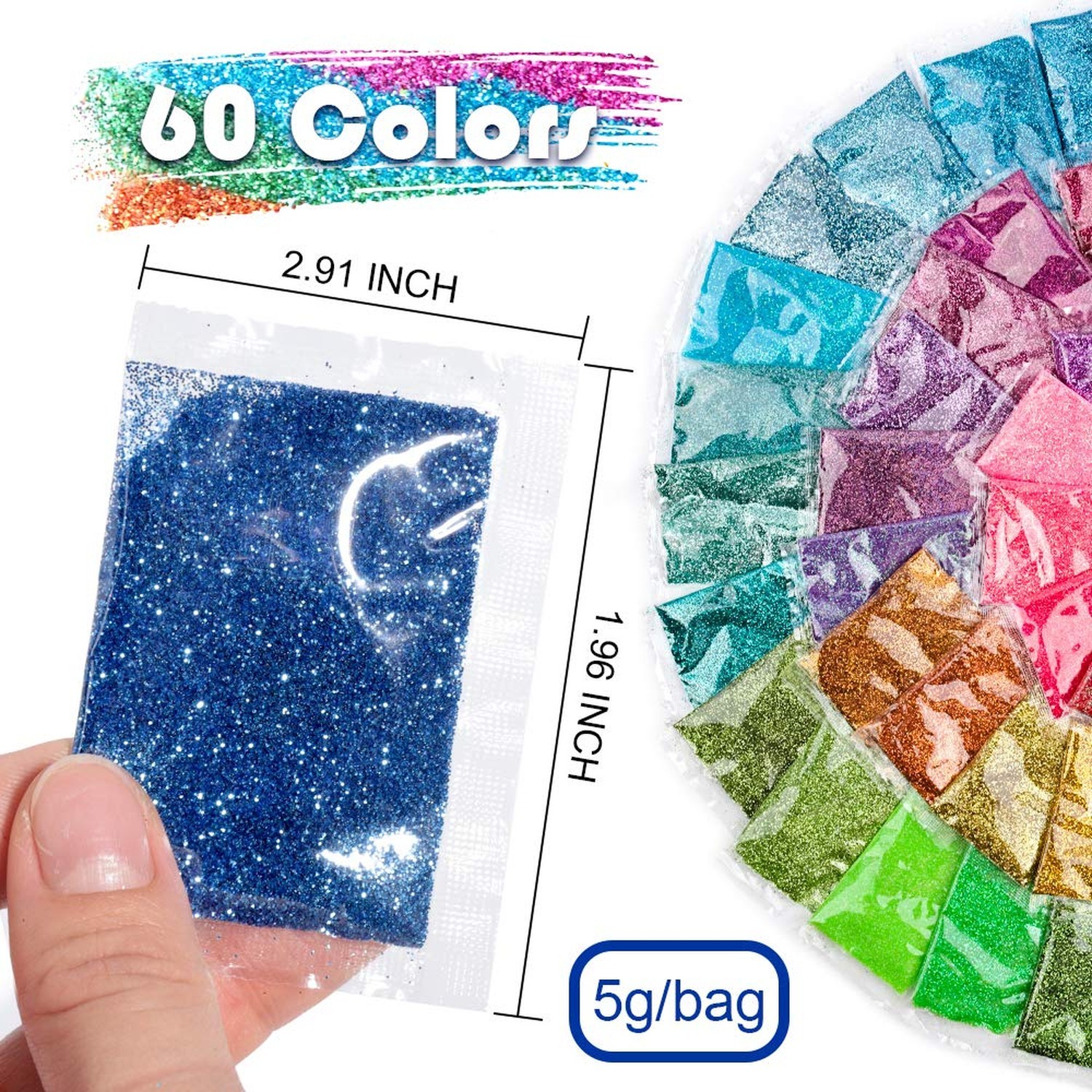 Fine Glitter, YGDZ 300g 60 Colors Extra Fine Craft Resin Glitter Packs, for T…
