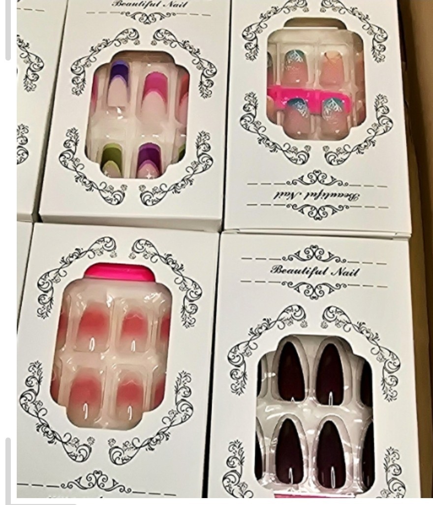 Mixed Bundle Press On Nails 10 Set Of 24 , Medium Size , Almond, Square