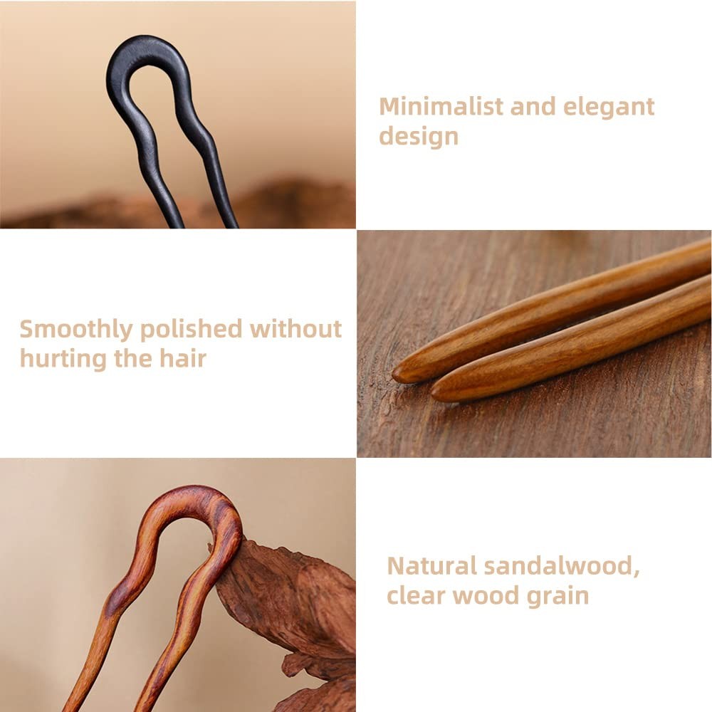 CHOISBEING Wooden Hair Sticks for Women, 1 Count (Pack of 2), rosewood, ebony