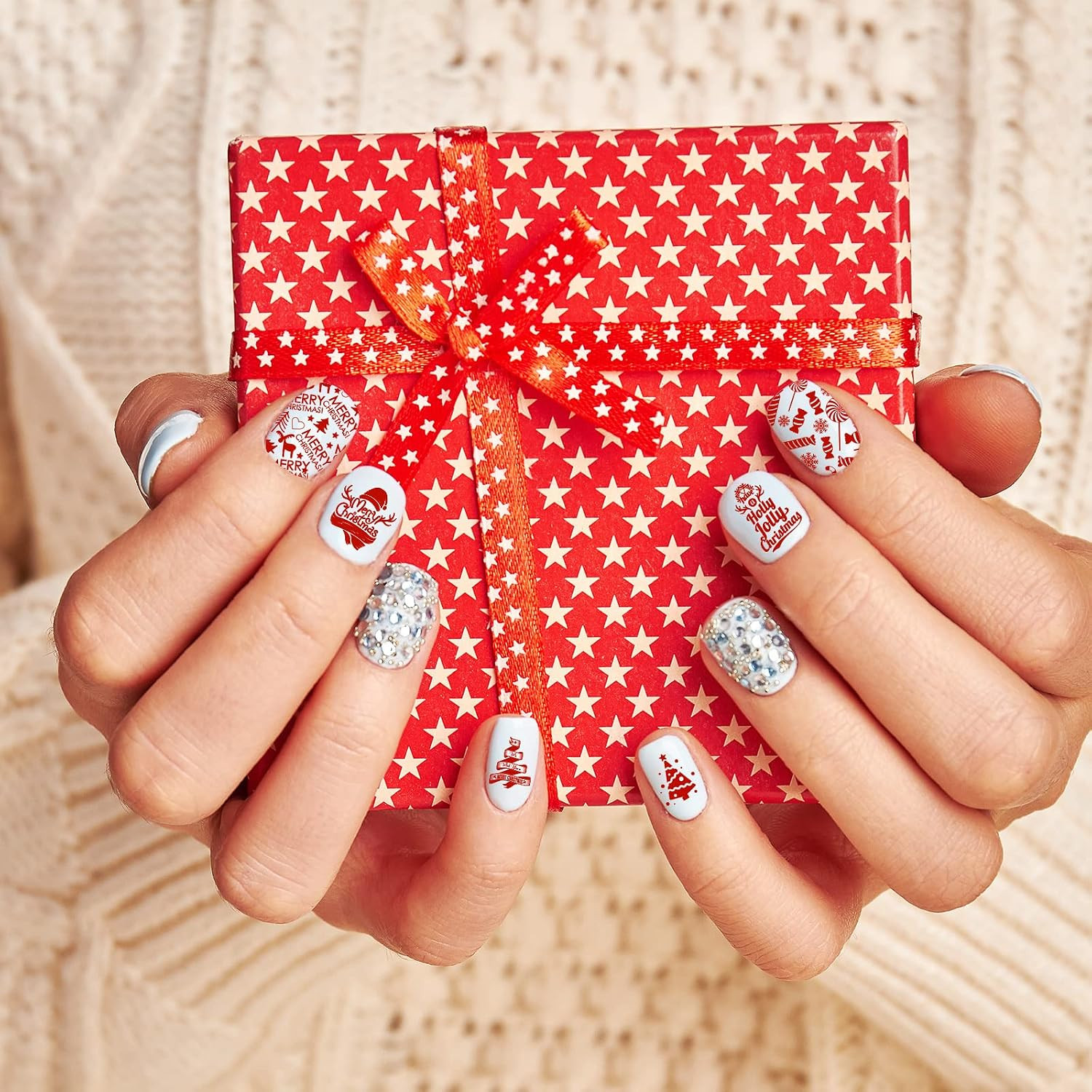 6 Pieces Christmas Nail Art Stamping Plates Kit Christmas Tree Snowflakes Ginger