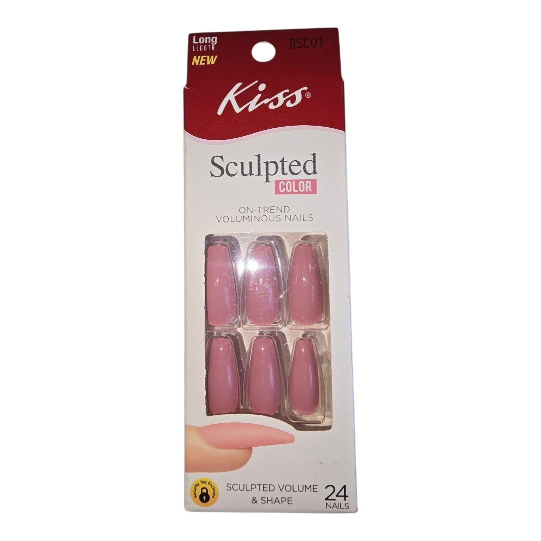 NWB Kiss Artificial Nails Light Mocha Rose Long Sculpted Volume Shape DSC01 Maze