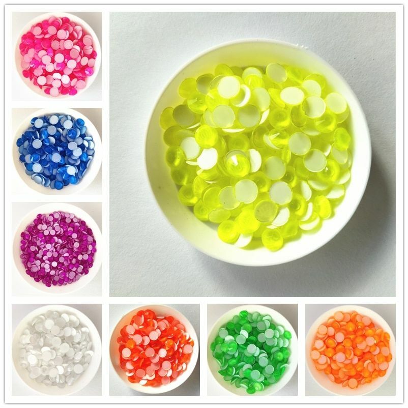 830pcs Luminous Neon Flatback Crystals SS6-SS20 Glue On Fluorescent Rhinestones