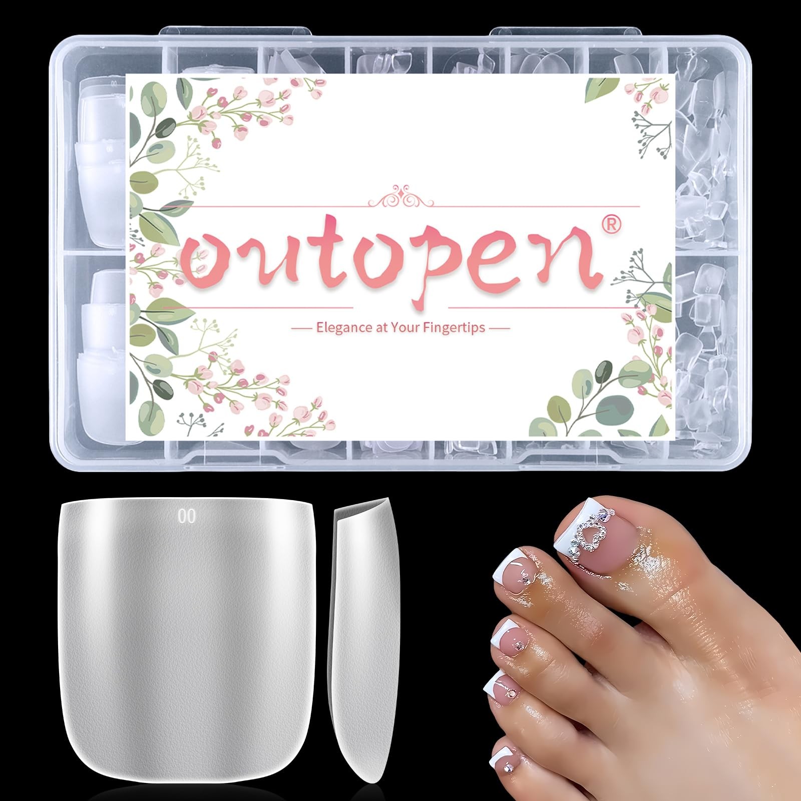 300pcs Wide Square Toe Nail Tips Full Matte Toenail Extension Tips for Wide N…