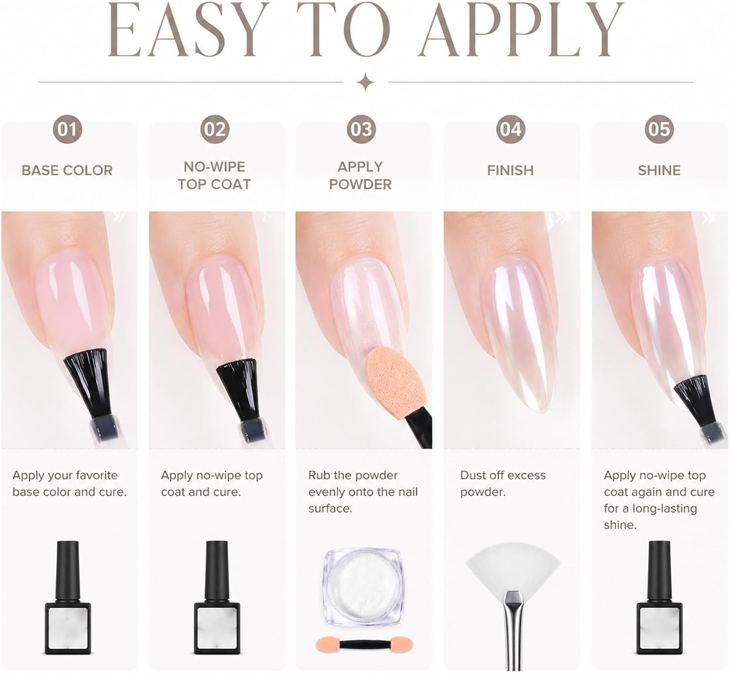 White Pearl Mirror Effect Nail Powder – Luxurious Iridescent Shine for Gel Nails