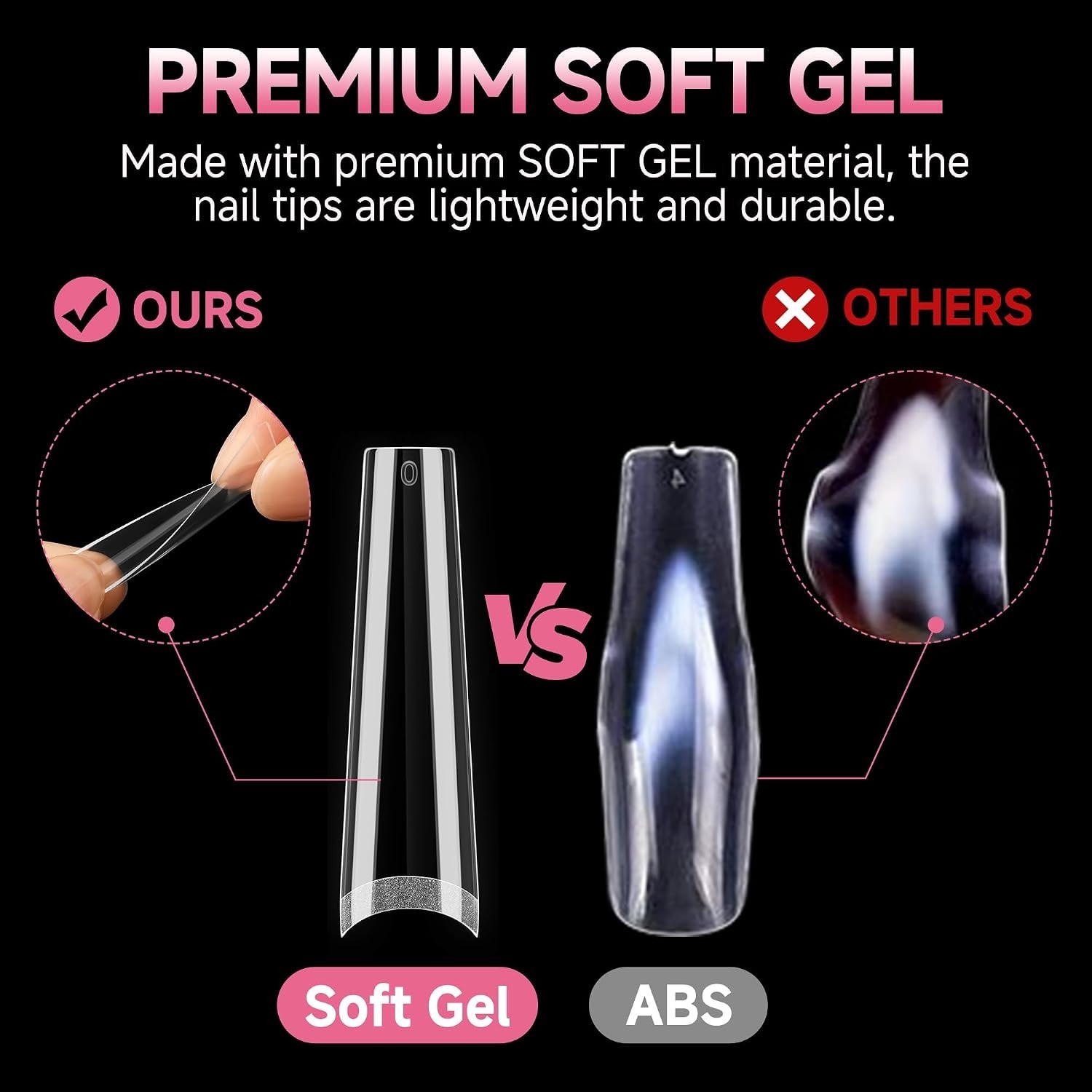 Long Lasting 504PCS Coffin Nail Tips – Extra Long Gel Extensions for Nail Art