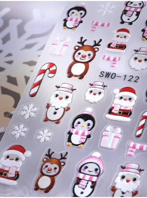 Nail Art Stickers 5D EMBOSSED CARTOON CUTE CHRISTMAS FIGURES SW0-122