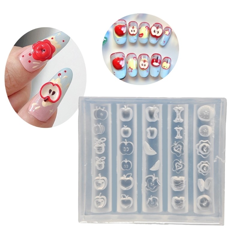 Flexible Fruit Shaped Nail Art Mould Reusable Silicone Tool for Enthusiasts