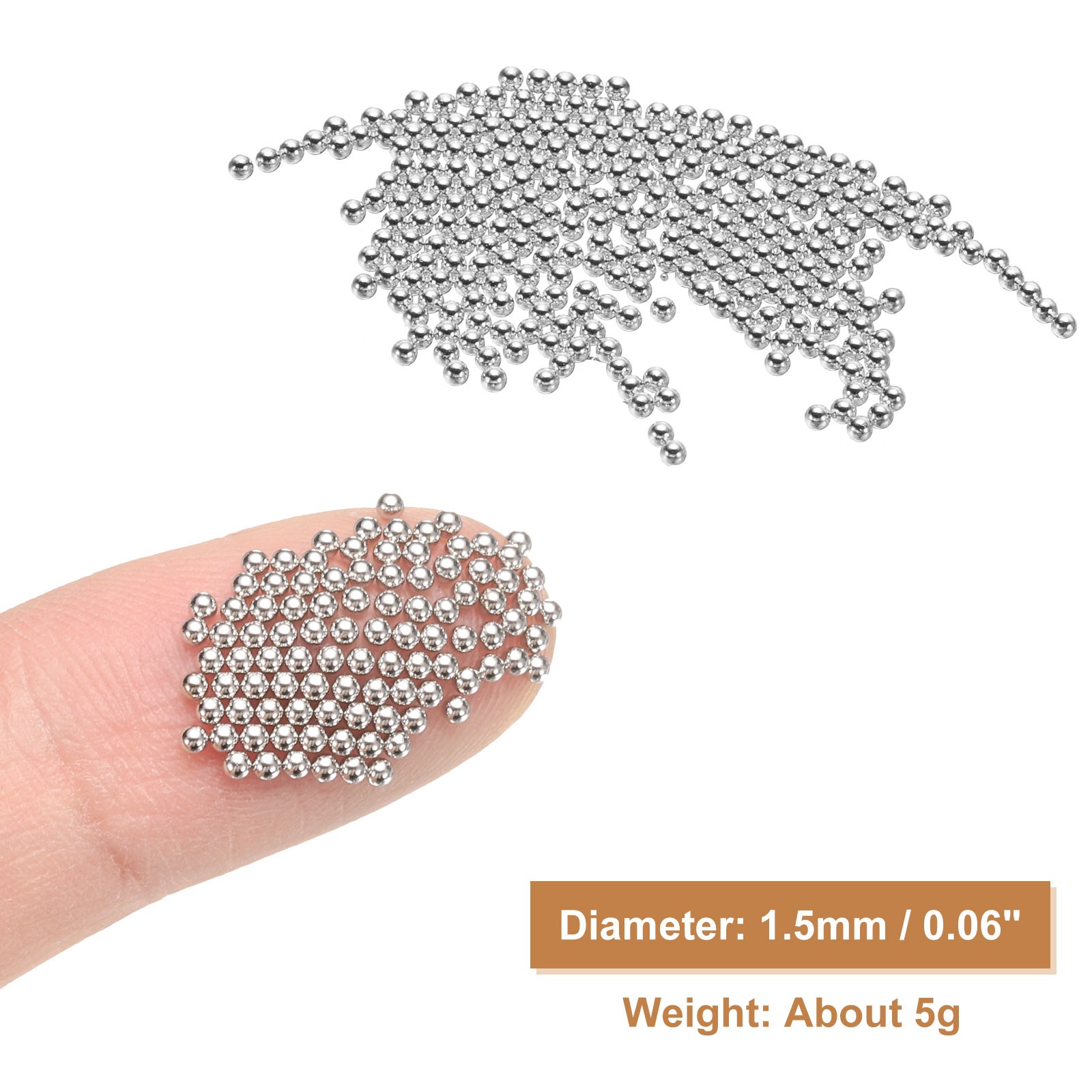 Nail Art Beads 0.06″ Mini Metal Caviar Nails Beads Ball with Bag Silver)