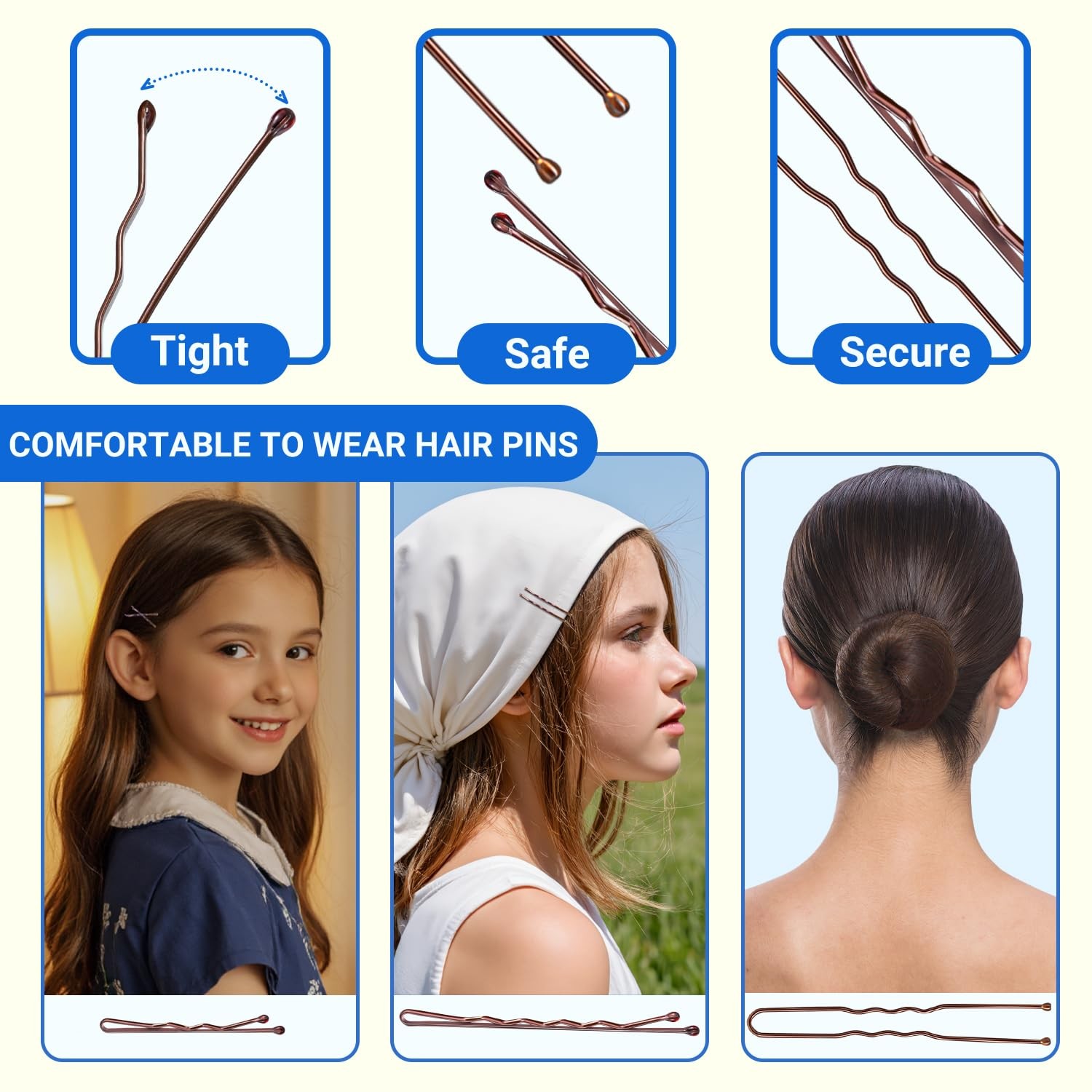TsMADDTs Bobby Pins and Hair Nets Set, 1 Count (Pack of 1), brown