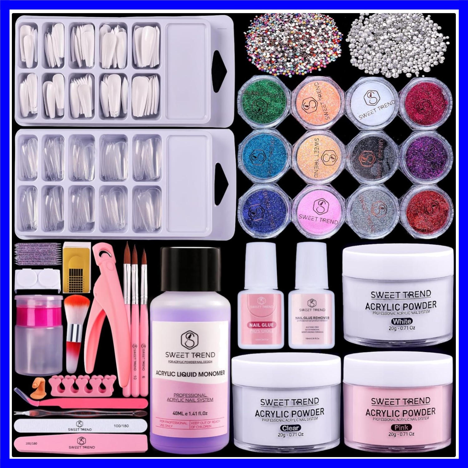 Beginners Nail Kit Acrylic Set: Professional Ultra-fine Acrylic Powder Kit wi…