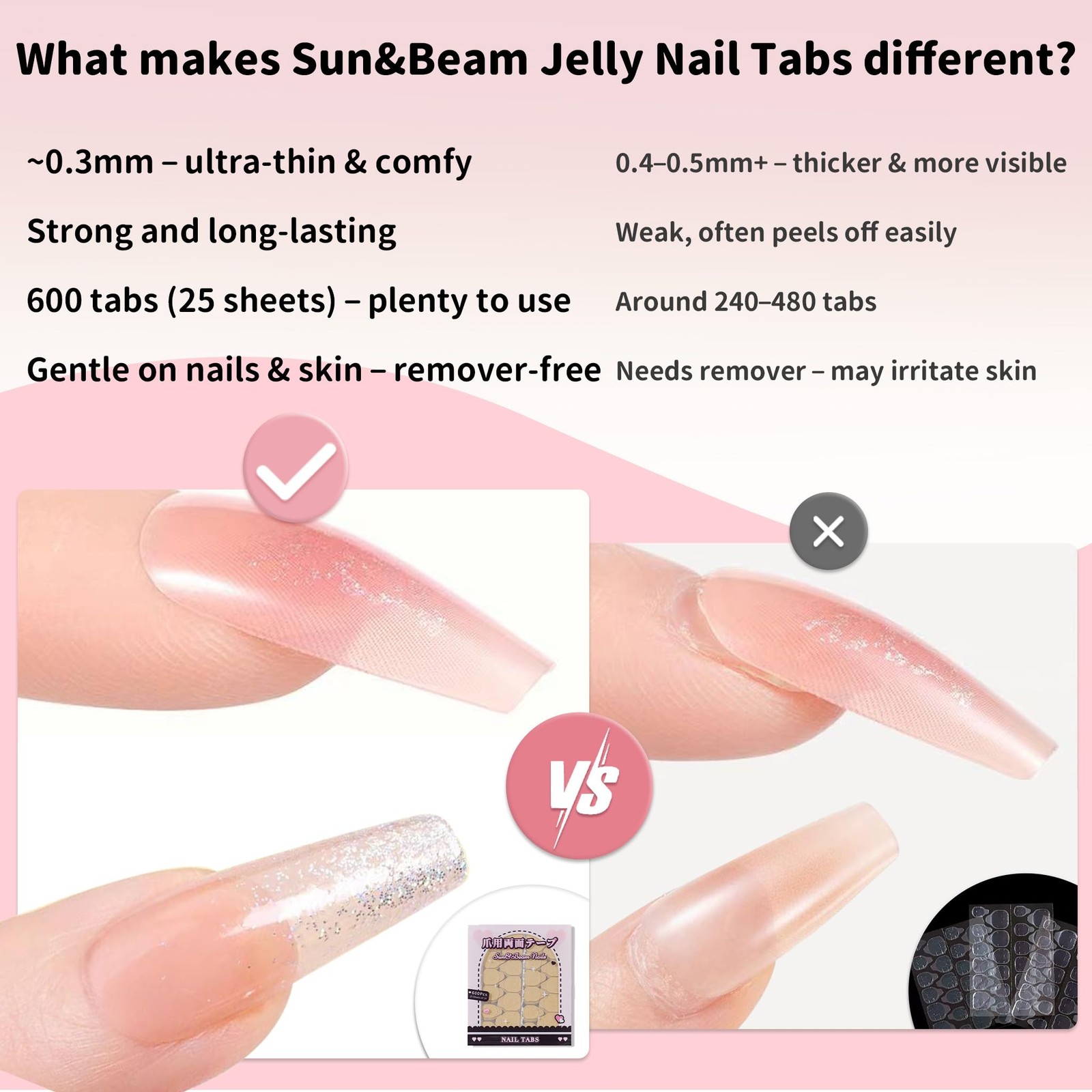Nail Adhesive Tabs 600PCS Waterproof Double Sided Stickers