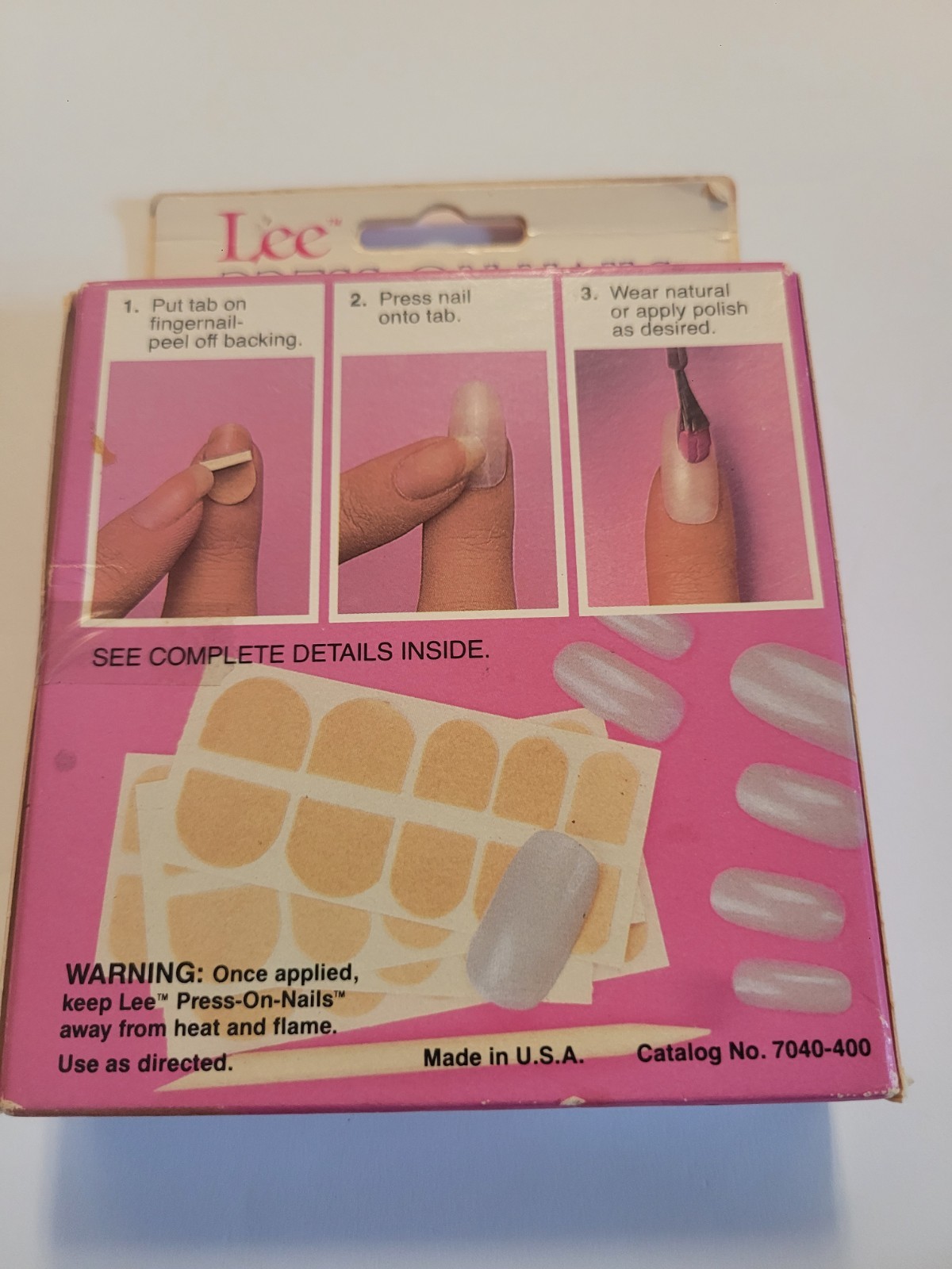 Vintage Lee Press On Nails Natural Length 20 Count New Old Stock