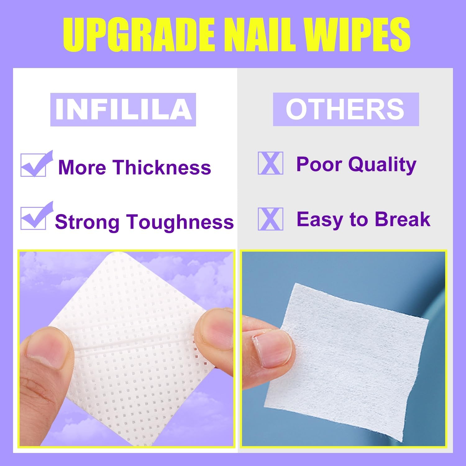 NXJ INFILILA Lint Free Nail Wipes, 540PCS 540 Count (Pack of 1), White-540