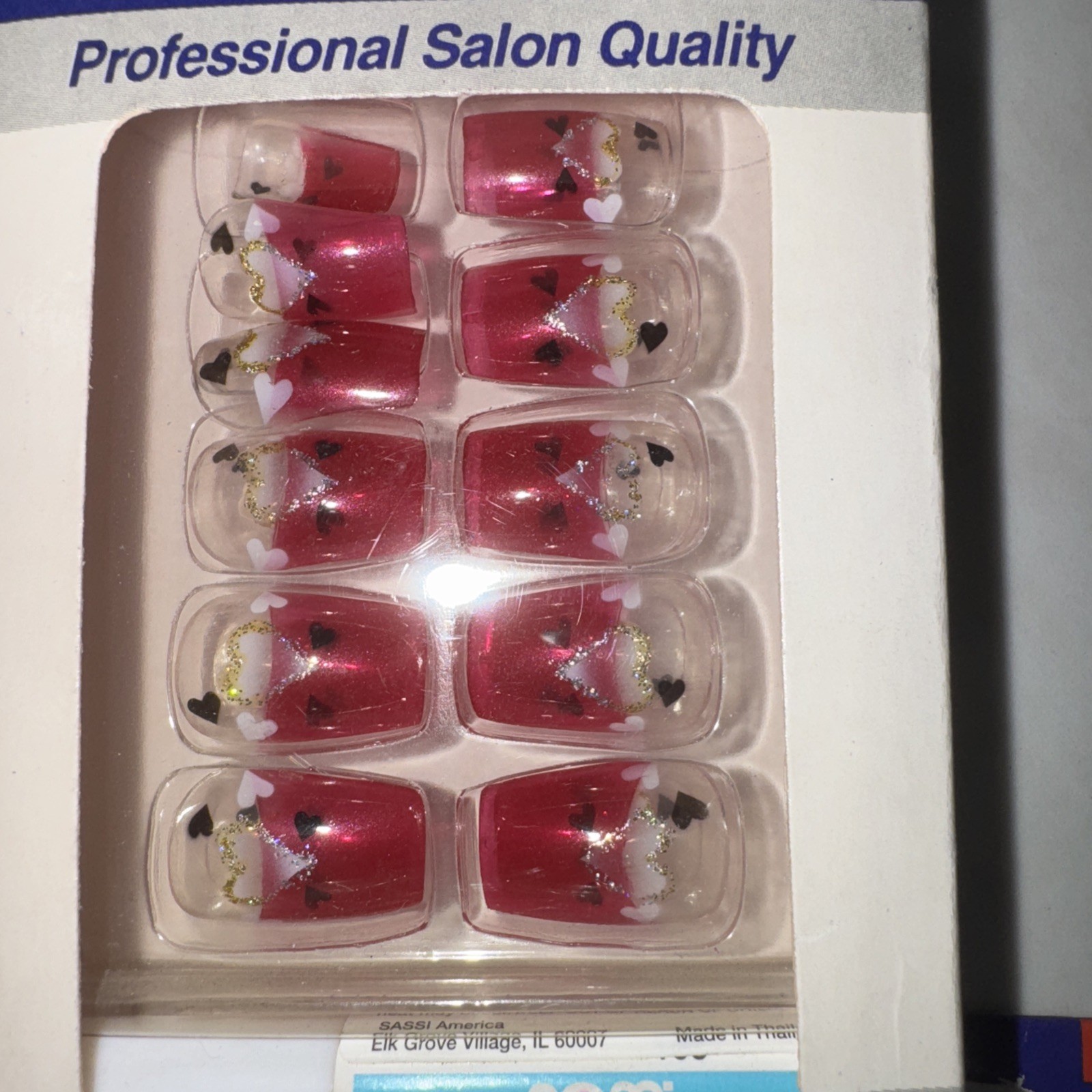 3 pack PARTY NAILS- 1 touch Press On Pre-Glued, 12 fake nails, Short Lenght