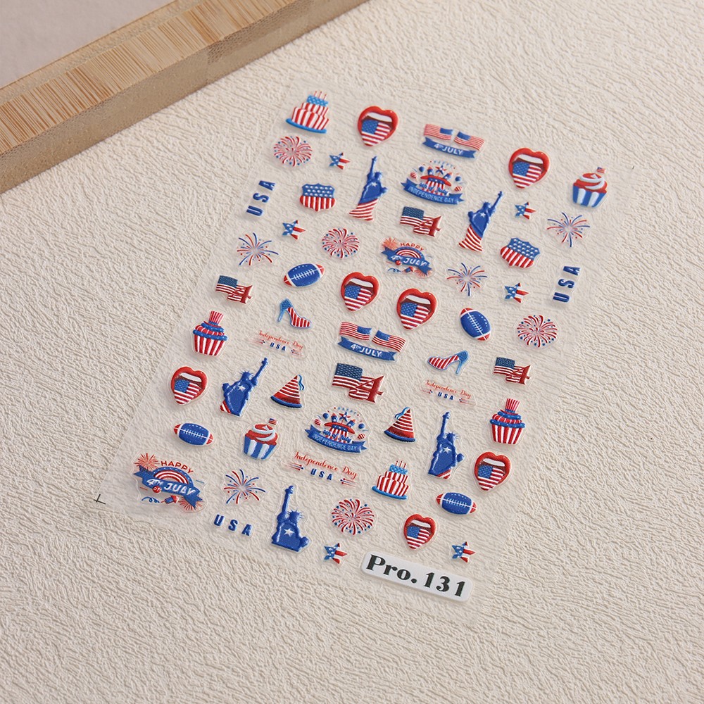 4th of July DIY Nail Stickers Independence Day Nail Art 3D American Flag Sticker